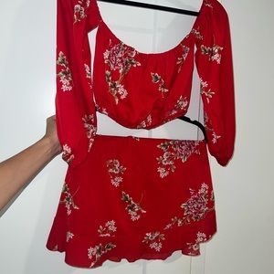 Adorable Red Matching Skirt and Top Set